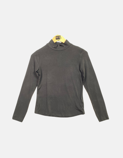 Black Long-Sleeve Mock Neck Top