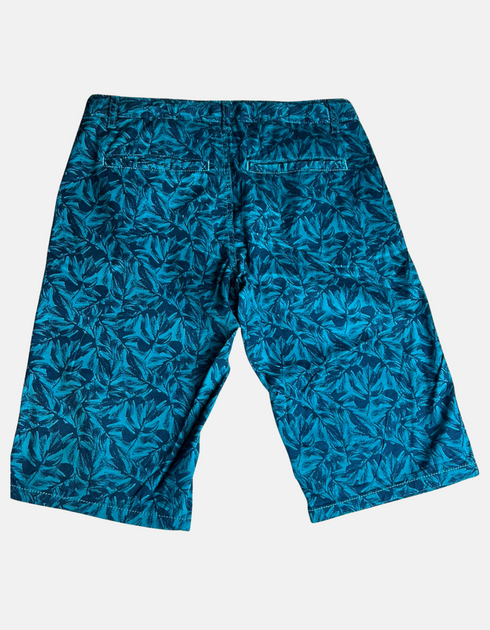 Azure Leaf Print Shorts