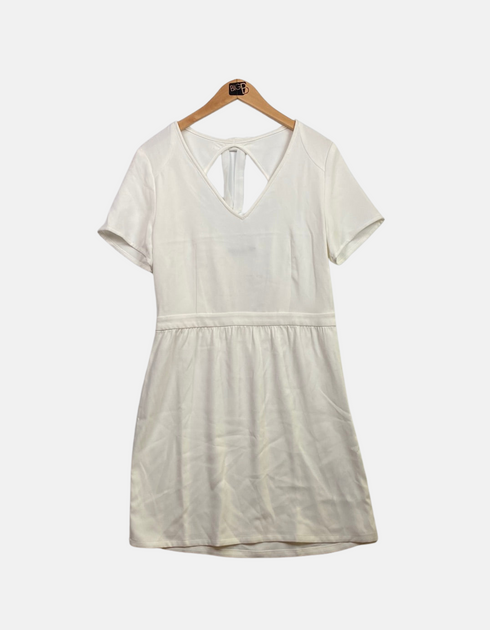 Back Cutout Short Sleeve White Dress