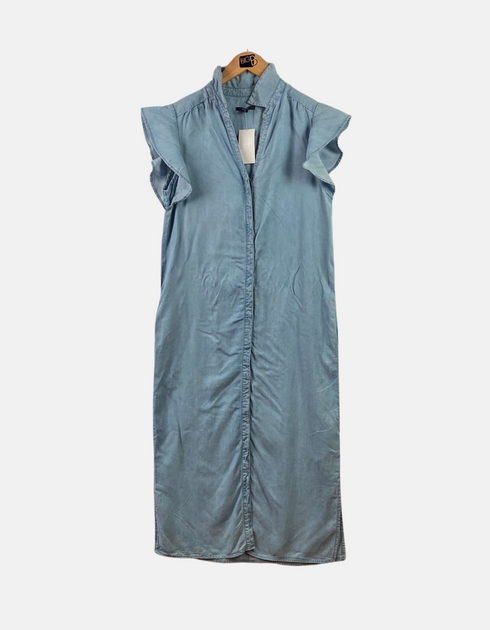 Ruffled Sleeve Denim Midi Dress