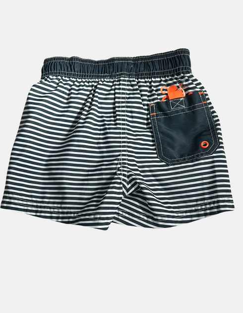 Striped Swim Shorts with Orange Drawstring