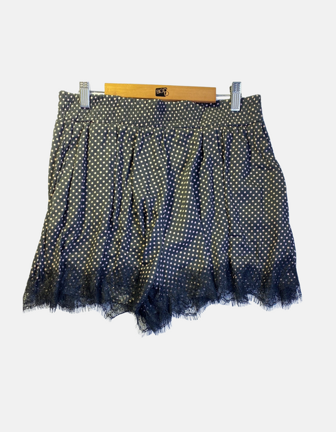 Polka Dot High-Waisted Shorts with Lace Trim