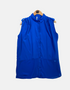 Bold Blue Sleeveless Button-Up Blouse