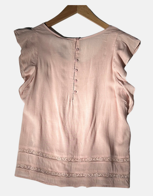 Peach Pleat and Lace Blouse