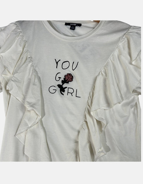 Chic Ivory Ruffle Statement Tee