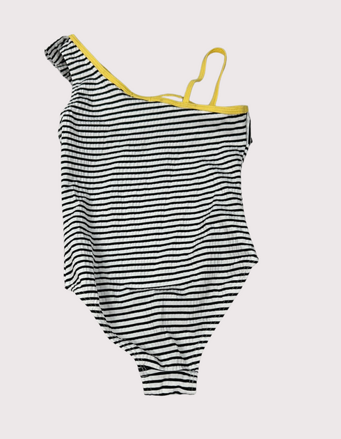Sunny Ruffle One-Shoulder Striped Swimsuit
