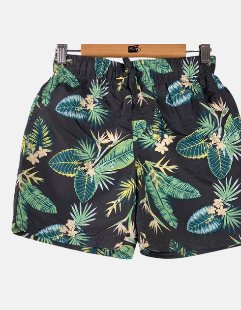 Boys' Tropical Leaf Print Swim Shorts