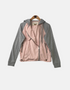 Two-Tone Pink and Grey Zip-Up Hoodie Jacket