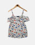 Women's floral print Narrow Strap Top with cut-out shoulder (plus size)