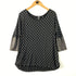 Polka Dot 3/4 Sleeve Tunic with Faux Leather Accents