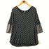 Polka Dot 3/4 Sleeve Tunic with Faux Leather Accents