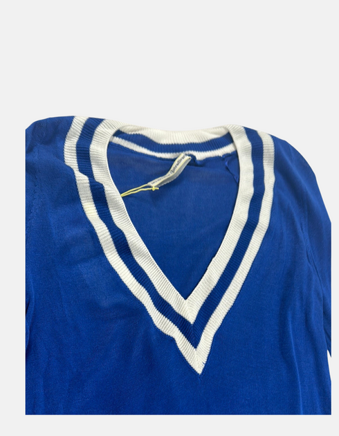 Royal Blue Varsity V-Neck Sweater