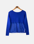 Sheer-Back Layered Long Sleeve Top in Royal Blue