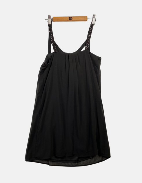 Elegant Black Sleeveless Dress with Embellished Straps