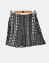 Women's Black and White Patterned Flared Skirt