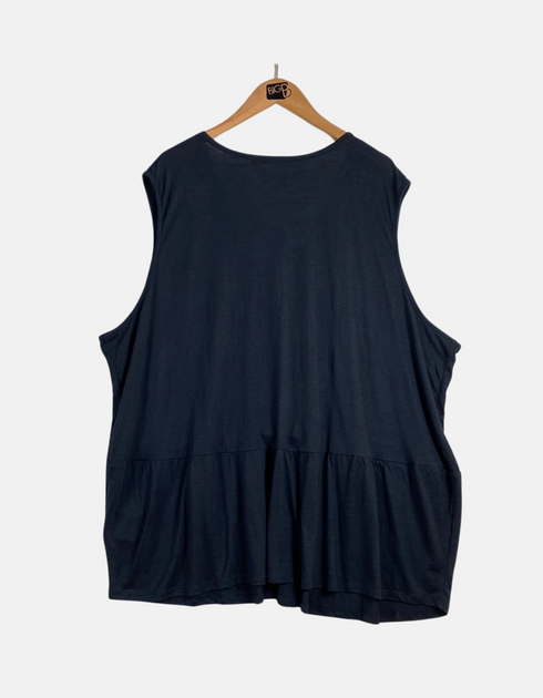 Sleeveless Navy Tunic with Embroidered Floral Detail