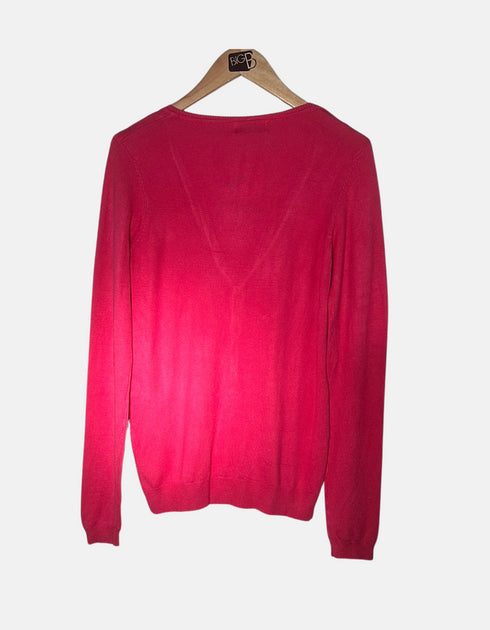 Vibrant Pink V-Neck Button-Up Cardigan