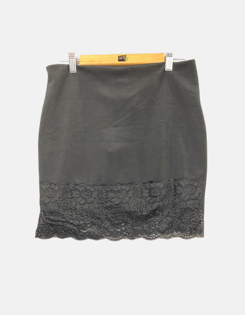 Black Mini Skirt with Lace Hem