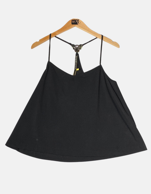 Black Embellished Back Strap Cami Top