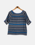 Navy and Blue Striped Button-Down Top