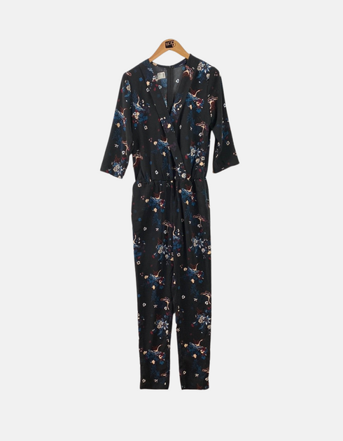 Floral Print Wrap-Style Jumpsuit