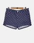 Navy Blue Polka Dot High-Waist Shorts