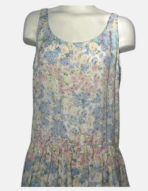 Floral Print Sleeveless Drop Waist Dress