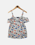 Women's floral print Narrow Strap Top with cut-out shoulder (plus size)