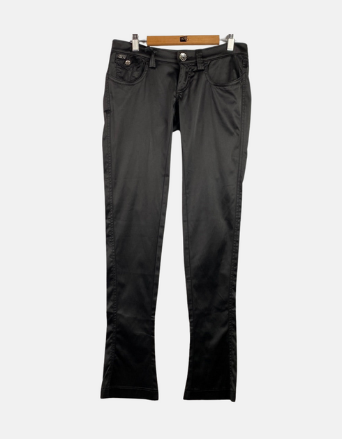 Black Slim-Fit Low-Rise Flare Pants