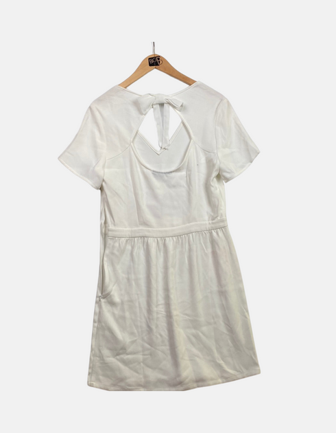 Back Cutout Short Sleeve White Dress