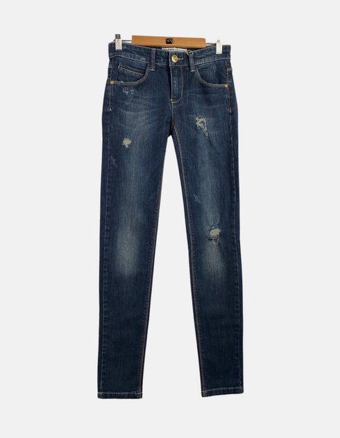 Classic Distressed Skinny Blue Denim Jeans