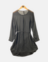 Sheer Long-Sleeve Belted Shirt Dress