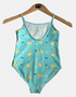 Girls' Ruffled Green One-Piece Swimsuit with Fish Print