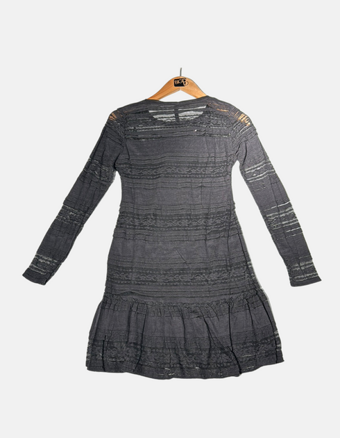 Women's Long Sleeve Lace Dress in Charcoal
