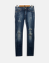 Distressed Slim-Fit Blue Denim Jeans