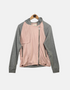 Two-Tone Pink and Grey Zip-Up Hoodie Jacket