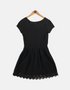 Women's Black Cap-Sleeve Dress with Lace Hem