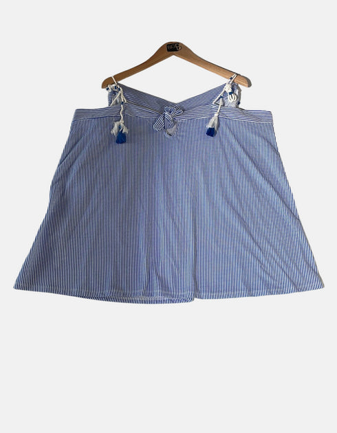 Striped Off-Shoulder Tie-Strap Top for Women