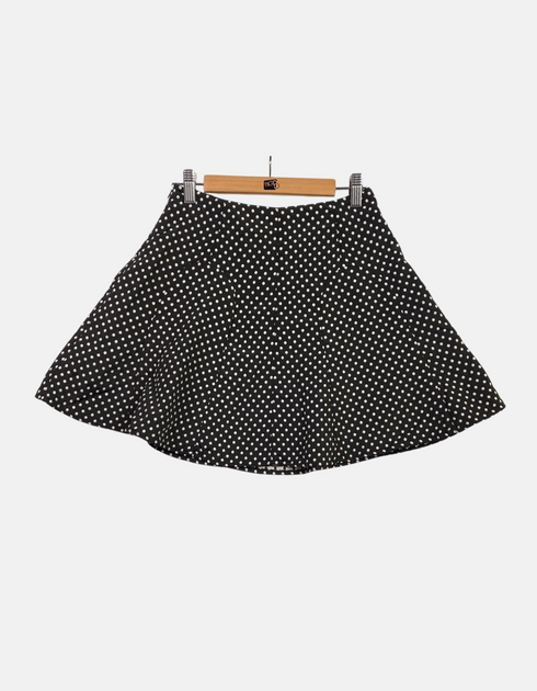 Black and White Polka Dot Flared Skirt