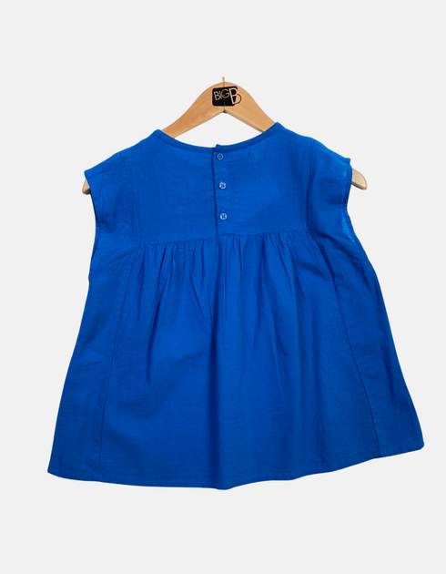 Sleeveless Embroidered Blue Tunic Top