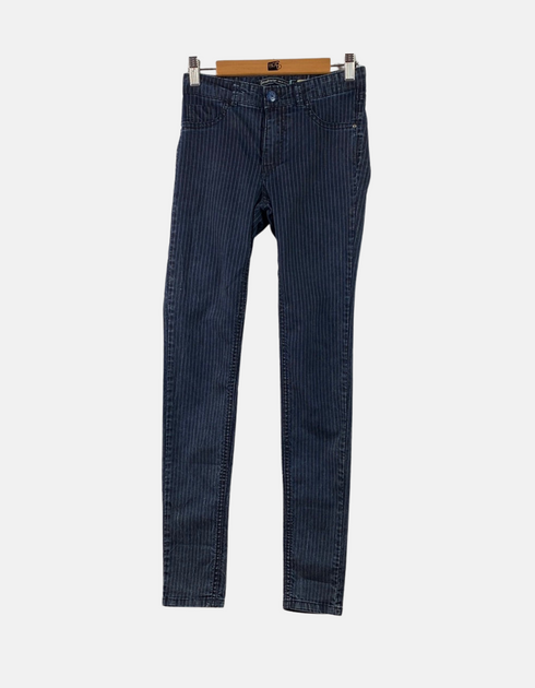 Navy Pinstripe Skinny Jeans