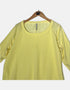 Drawstring Hem 3/4 Sleeve Top for Women – Yellow
