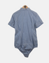 Blue Gingham Short-Sleeve Button-Up Bodysuit