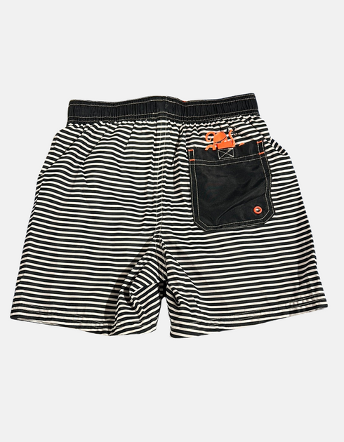 Boys' Striped Swim Shorts with Orange Drawstring