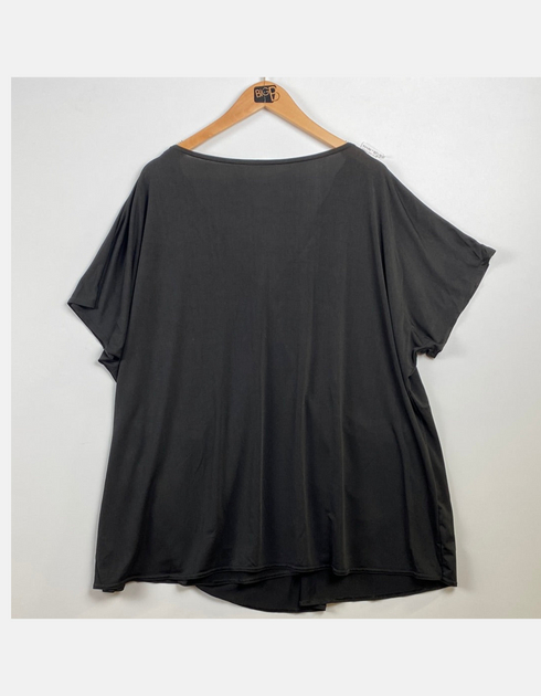 Women's Black Drape V-Neck Blouse