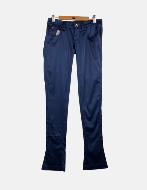Navy Slim Fit Low-Rise Flare Pants