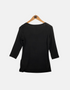 Black 3/4 Sleeve Henley Top with Button Details