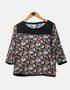 Women's Floral Print Blouse with Sheer Black Panel