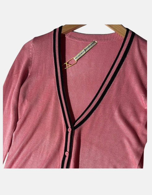 Rosewood Trimmed V-Neck Cardigan