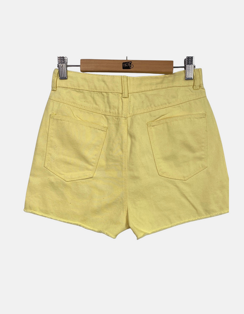 High-Waisted Distressed Denim Shorts for Women – Yellow